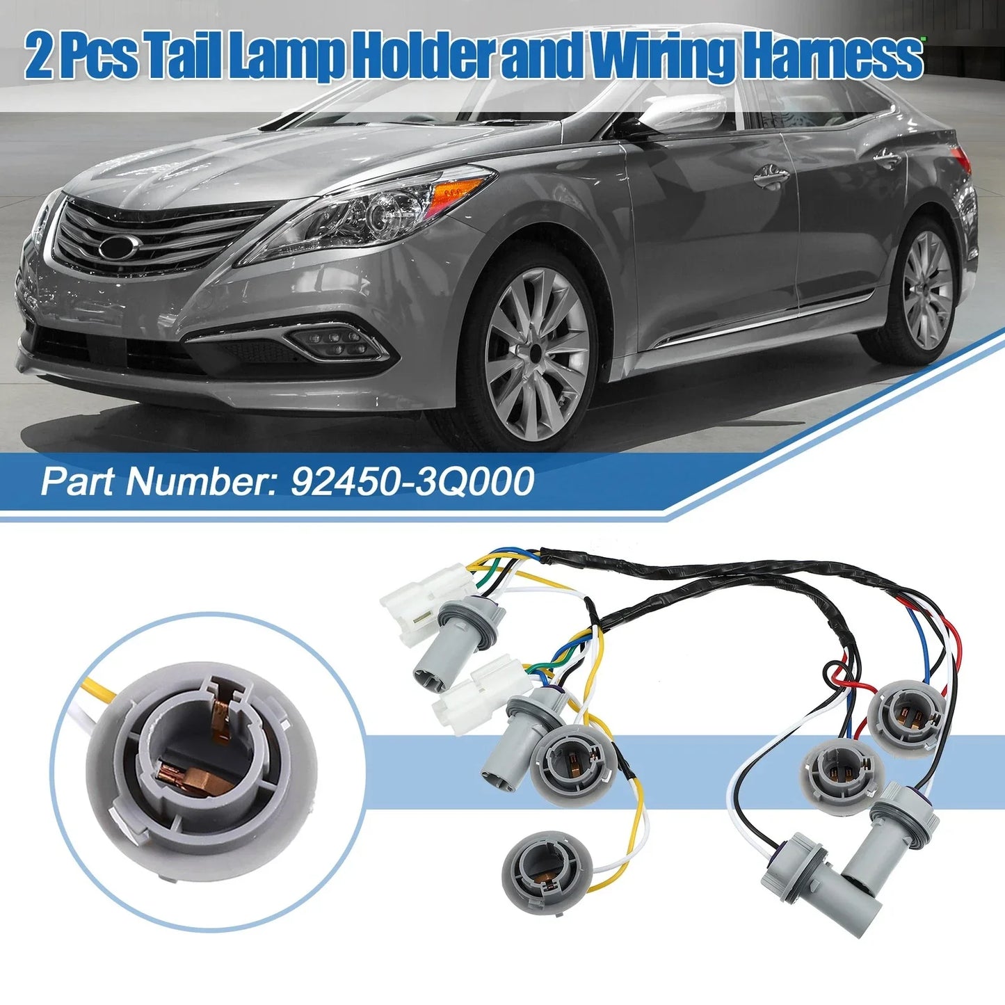 2 x Tail Lamp Holder Wiring Harness for Hyundai Sonata 2011-2014