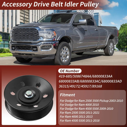 Accessory Drive Belt Idler Pulley for Dodge Ram 2500 3500 4500 (2010-2023)