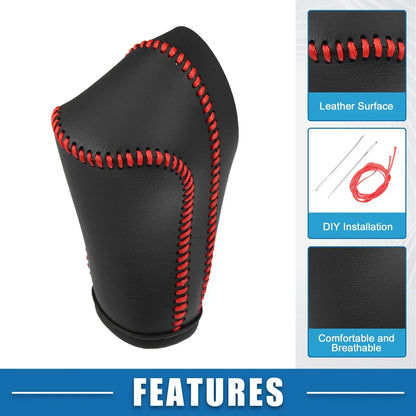 Gear Shift Lever Cover for Honda CRV 2008-2014 - Black with Red Stitches