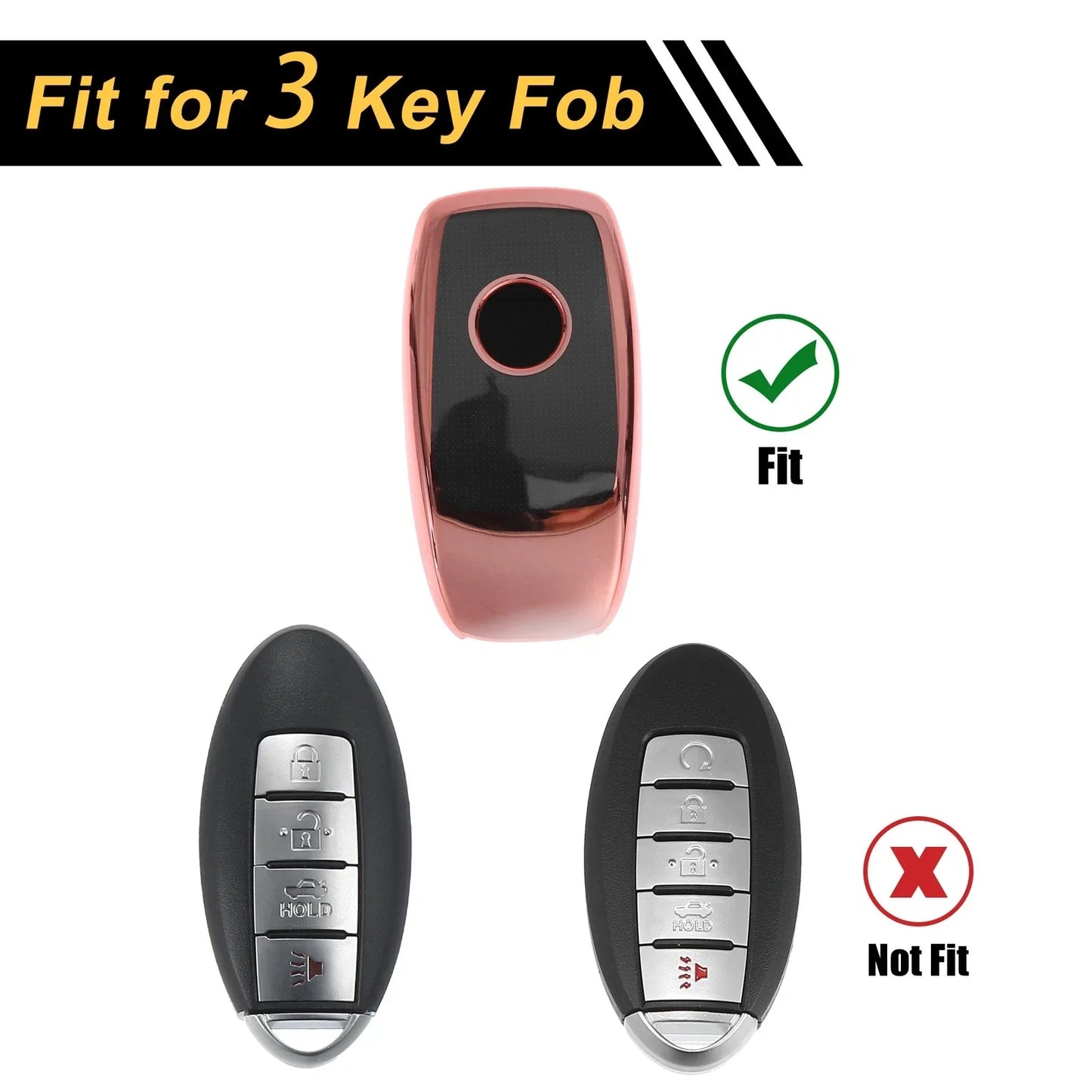 Rose Gold TPU Car Key Case for Mercedes Benz E Class (2017) - 3 Buttons