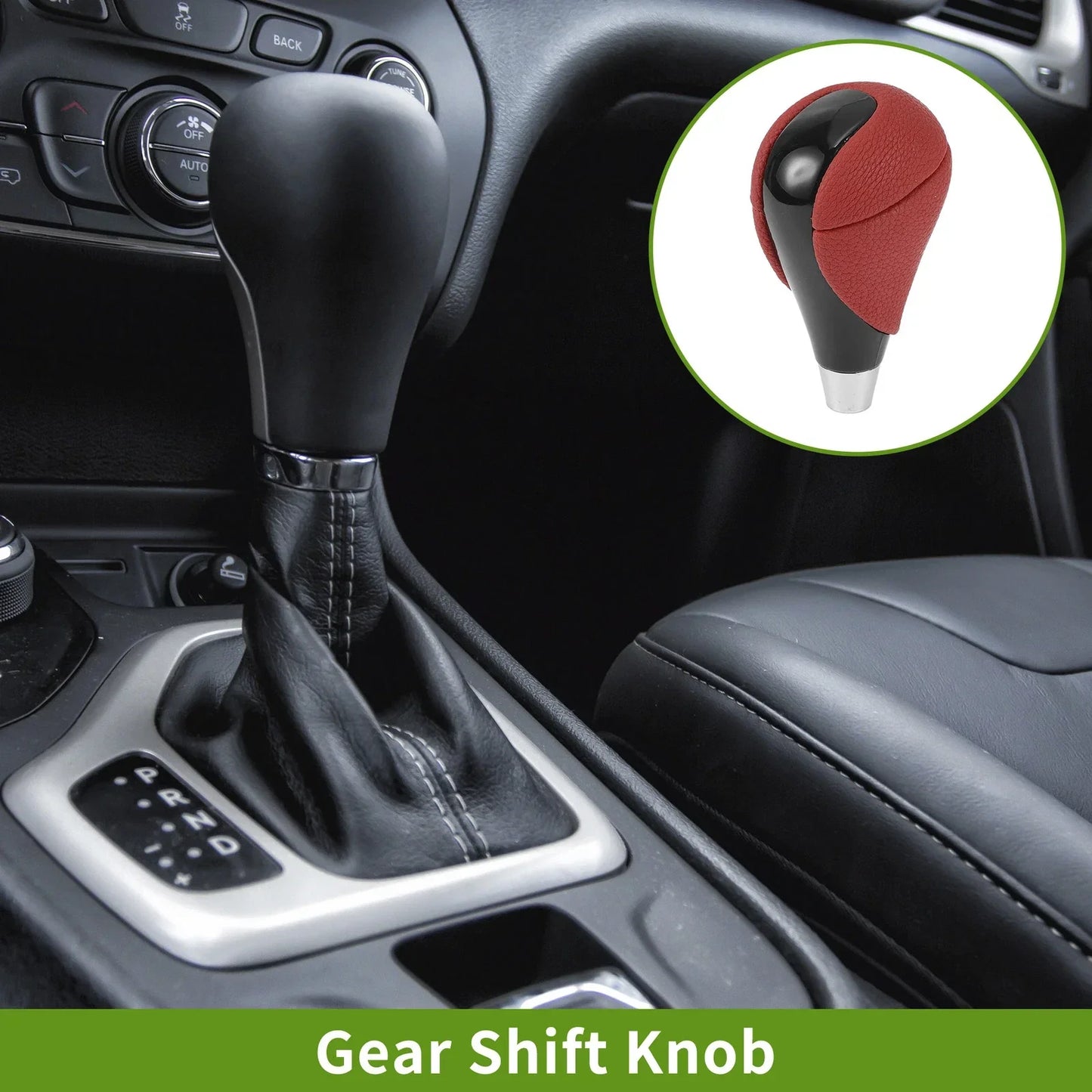 Automatic Gear Shifter Knob for Lexus ES350 2007-2015 - Plastic Faux Leather Red Black