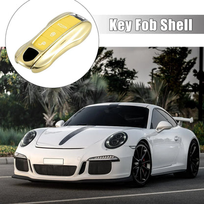 Gold Tone Key Cover Fob Shell for Porsche Panamera Cayenne (2010-2023)