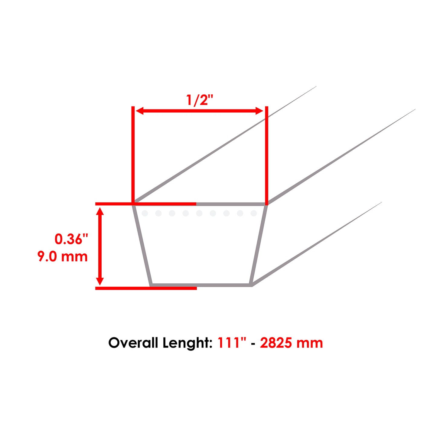 Deck Belt 1/4 x 1/2 for Simplicity Courier SZT110 SZT175 (42 in)