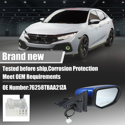 5 Pin Right Side Exterior Door Mirror Assembly Blue for Honda Civic (2016-2020)