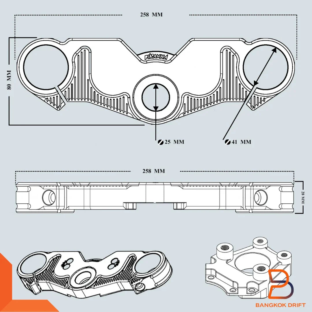 CNC Aluminium Complete Triple Trees Set for Honda Monkey Z125 (All Gen)