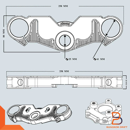 CNC Aluminium Complete Triple Trees Set for Honda Monkey Z125 (All Gen)