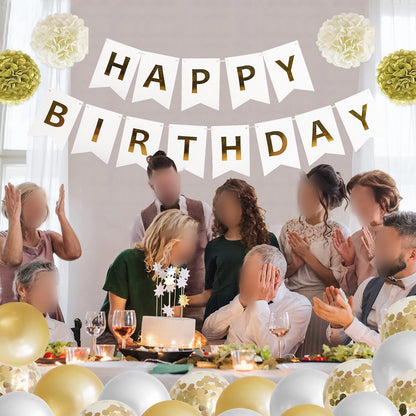 Gold White Balloon Garland Arch Set for Birthday Wedding Party Decor