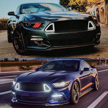 LED DRL Light Front Bumper Mesh Grill for Ford Mustang (2015-2017)