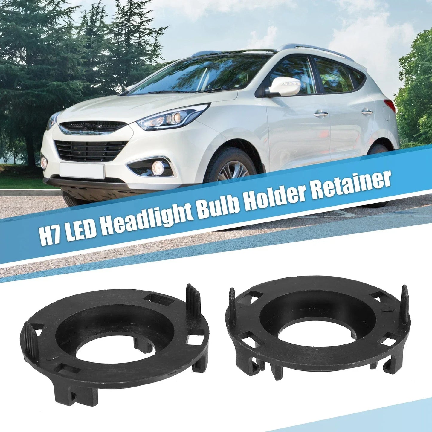 H7 LED Headlight Bulb Retainers 2 x Holders for Hyundai Mistra (2017)