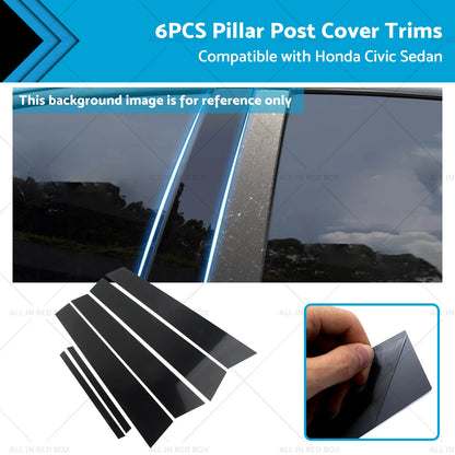 6 x Black Pillar Post Covers for Honda Civic Sedan (2006-2011)