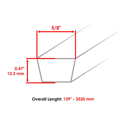 Deck Aramid Belt Replacement for Land Pride FDR25 FDR2572 (139 x 5/8)