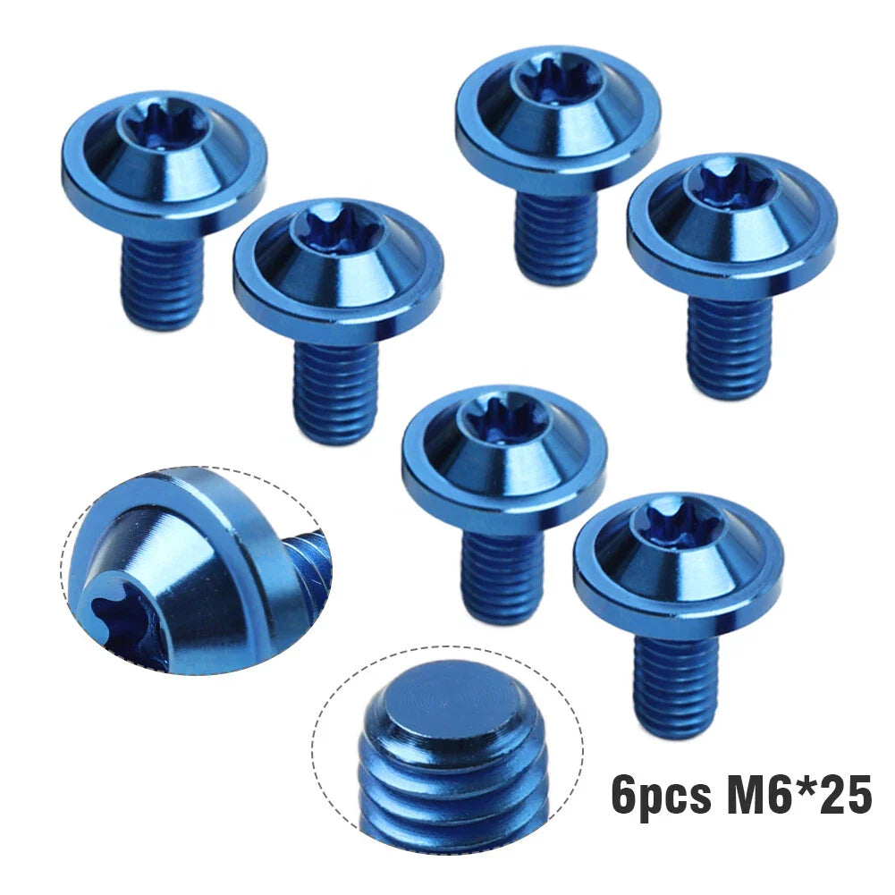 6pcs Blue M6x25mm Torx Head Screws for Bike Motor