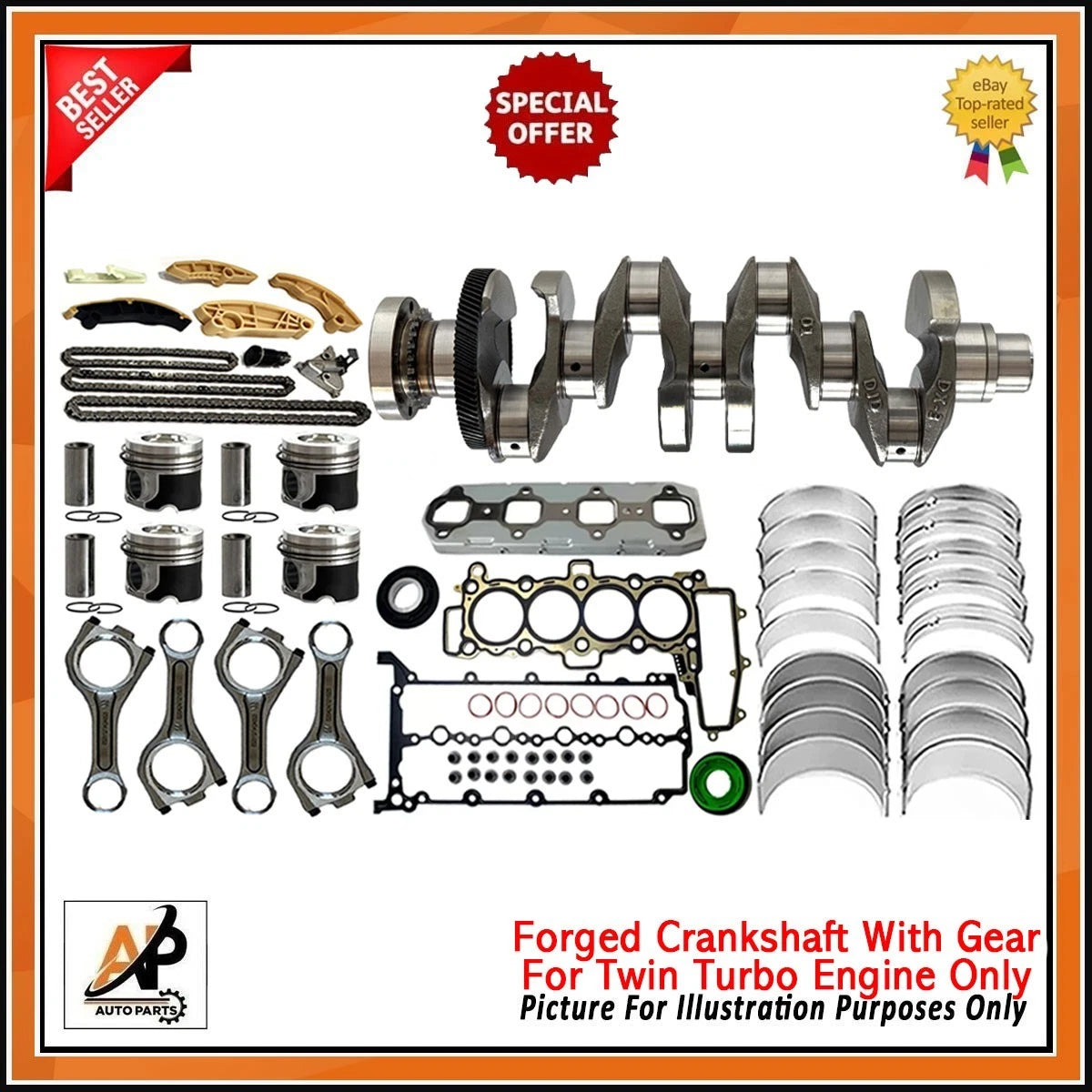 Forged Crankshaft with Engine Rebuild Kit for Jaguar Range Rover 204DTA (2018–2021)