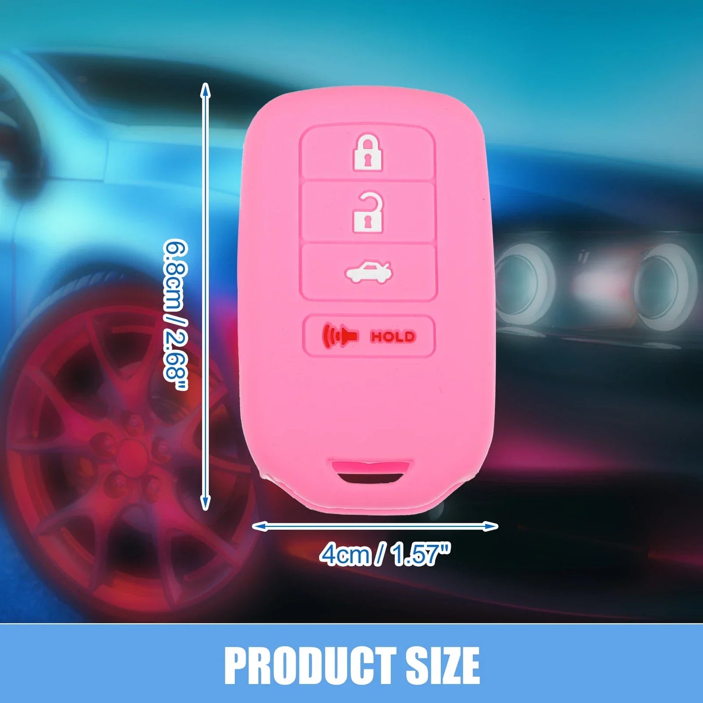 Smart Key Fob Cover for Honda Accord EX EXL EX-L 2013-2018 Black Pink (2 x)