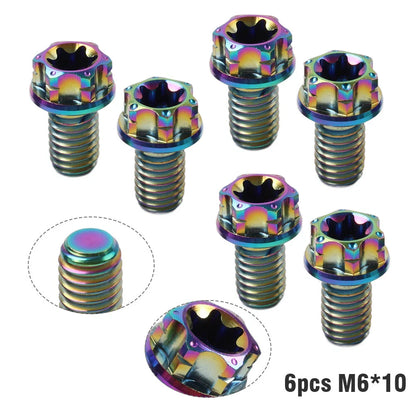 6pcs M6x10mm Titanium Torx Head Flange Screws for Bike Motorcycle