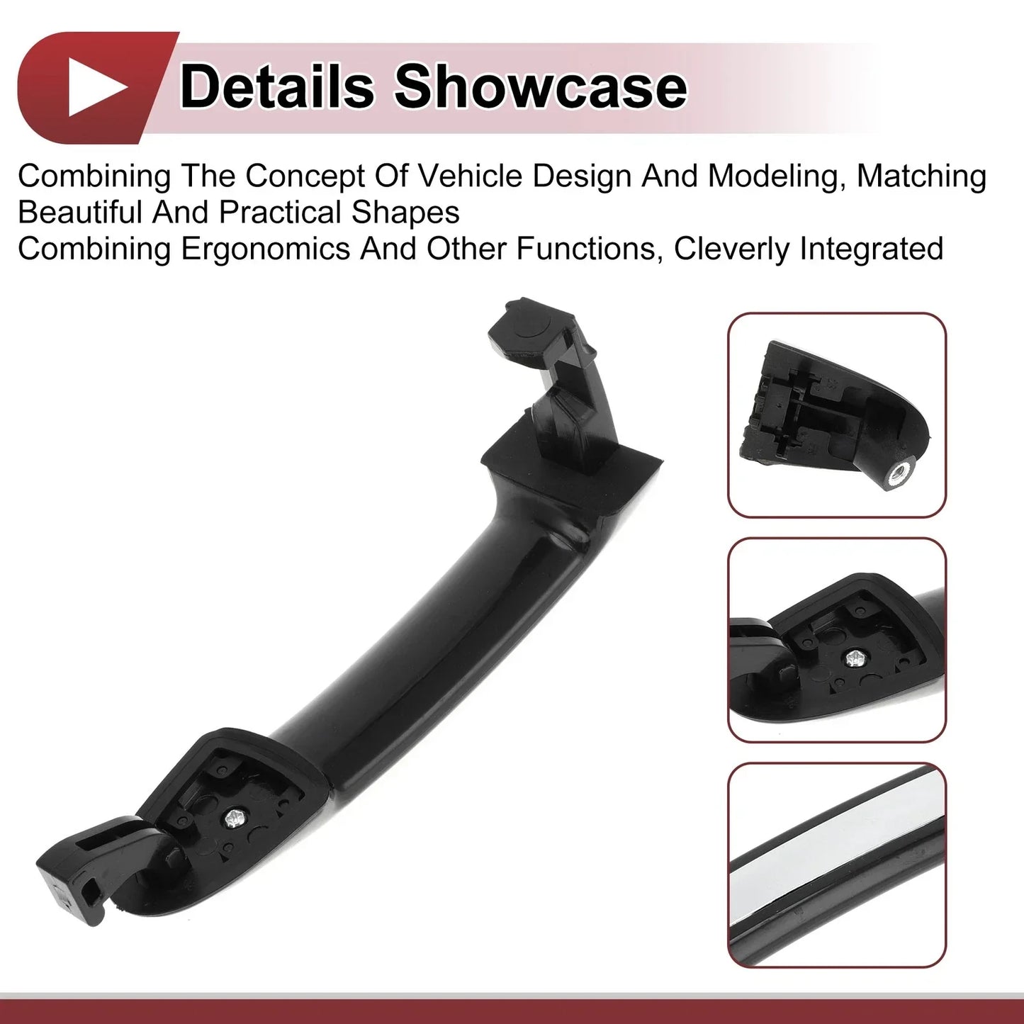 Car Door Handle Grip for Hyundai Front Right Black Silver Tone (2015-2020)