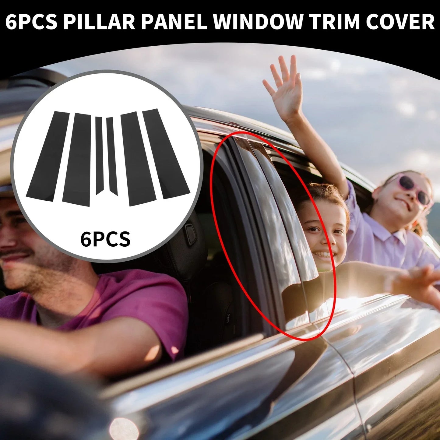 6 x Car Pillar Window Trim Covers for Mercedes-Benz M-Class (2006-2011) Black