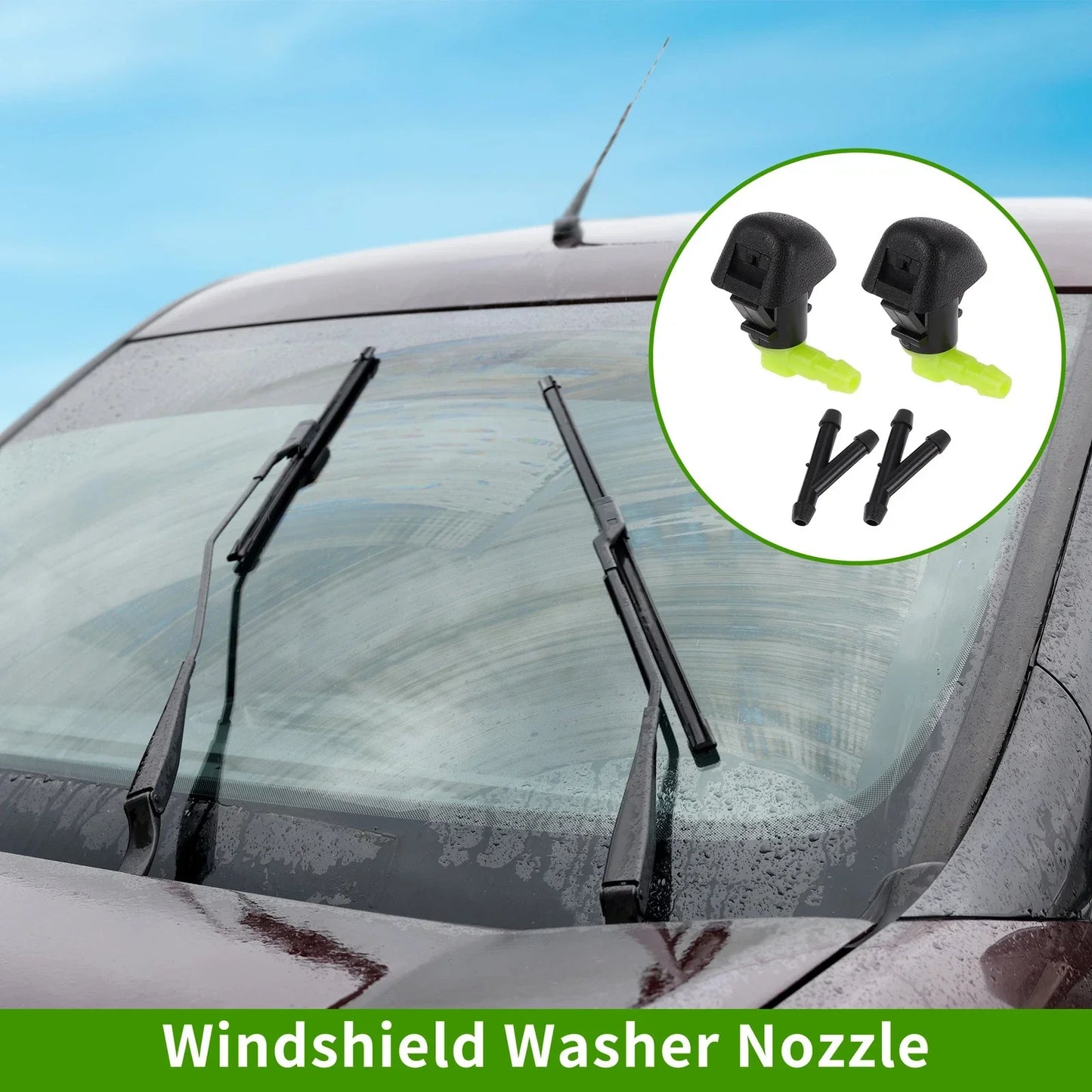 Windshield Washer Nozzle & 2 x Hose Connectors for Honda (2011-2017)