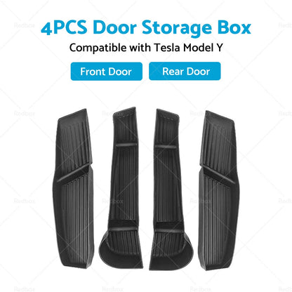 4 x Front Rear Door Side Storage Box Tray Organizer for Tesla Model Y (2020-2023)