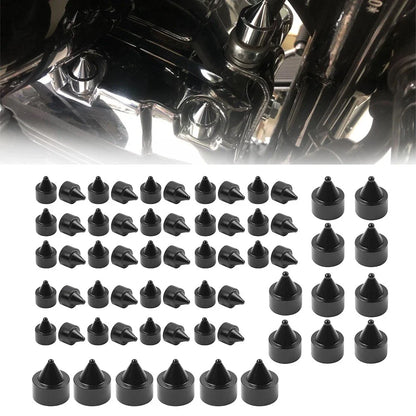 62X Engine Bolt Black Cap Kit for Harley Touring Road King Softail Trike (18-24)