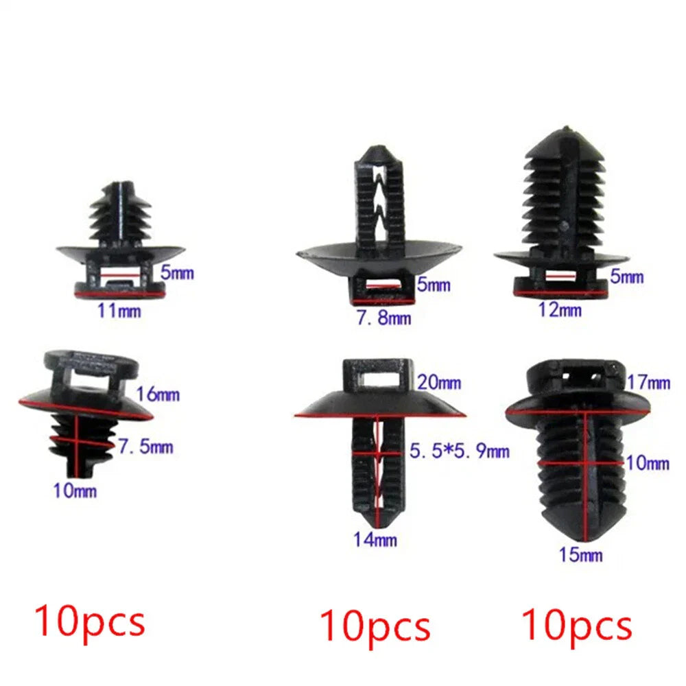 30Pcs Barbed Cable Tie Fastener Clips for Body Harness Circuit Oil Water Pipe