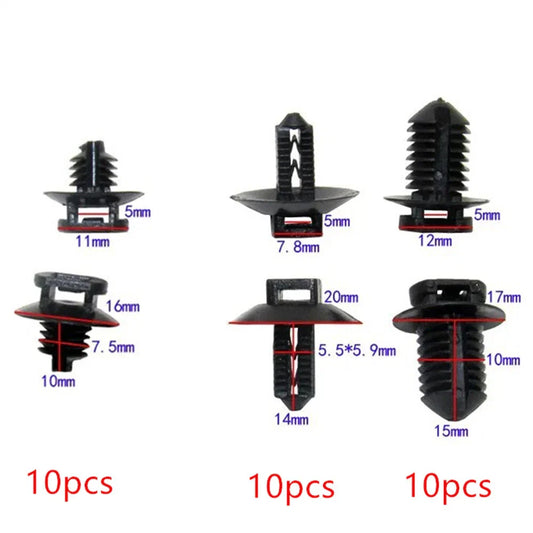 30Pcs Barbed Cable Tie Fastener Clips for Body Harness Circuit Oil Water Pipe