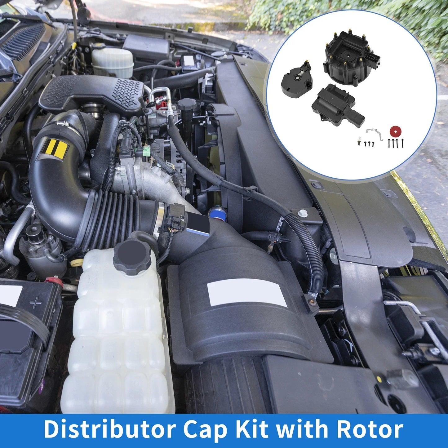 Distributor Cap Kit for Chevy GM SBC BBC 305 327 350 396 Black with Rotor