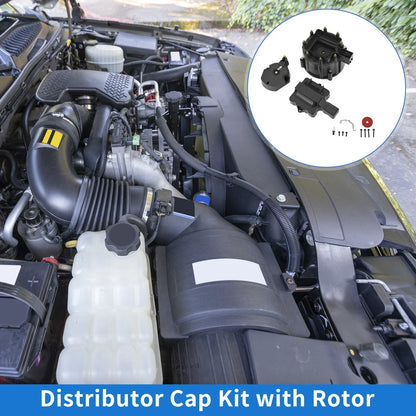 Distributor Cap Kit for Chevy GM SBC BBC 305 327 350 396 Black with Rotor