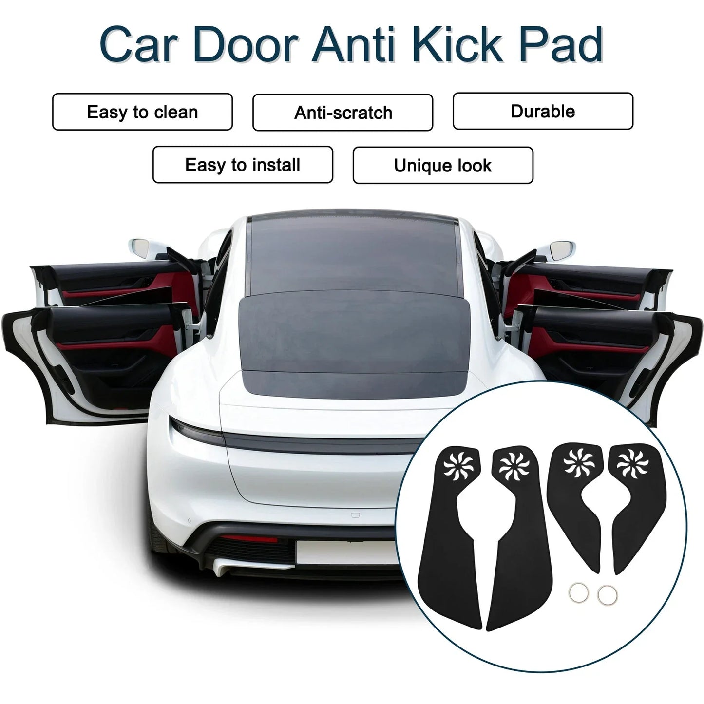 Car Door Anti Kick Pad Sticker Protector for Honda Fit (2014-2019) Black 1 Set