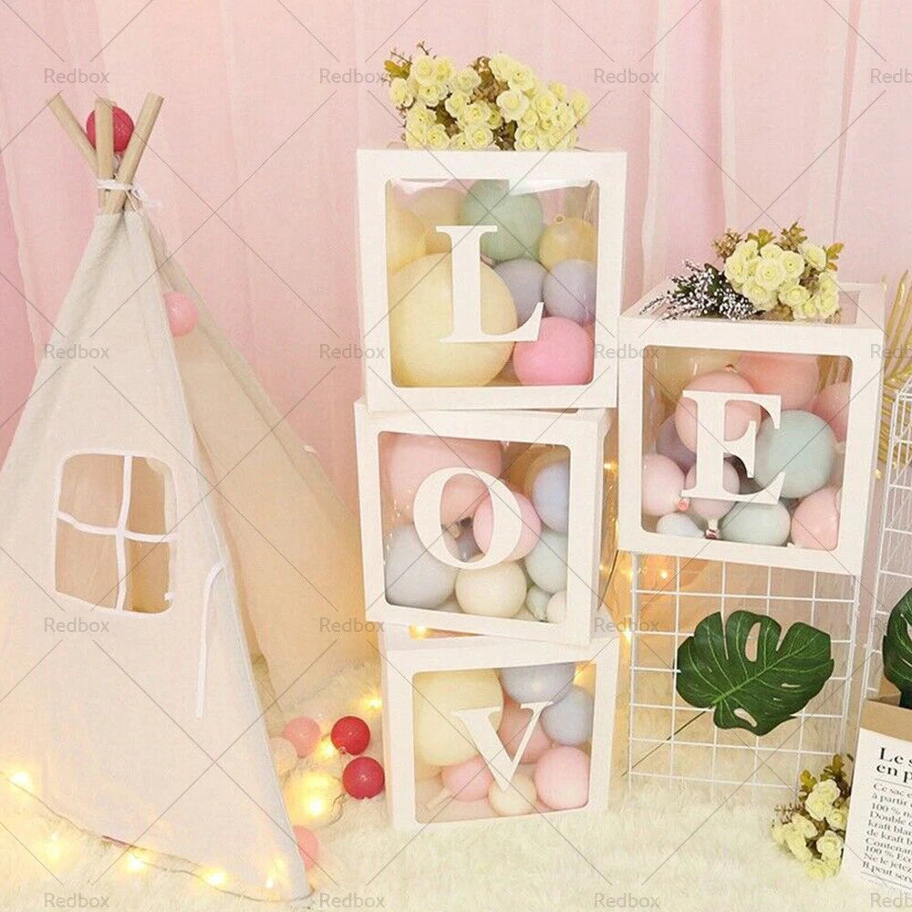 Clear Balloon Box Cube for Birthday Baby Shower Party Gift Decor