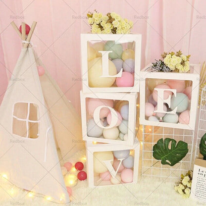Clear Balloon Box Cube for Birthday Baby Shower Party Gift Decor