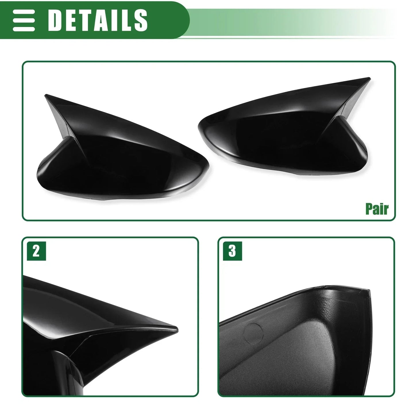 Rearview Mirror Cover Caps for Hyundai Veloster (2012-2017) Gloss Black