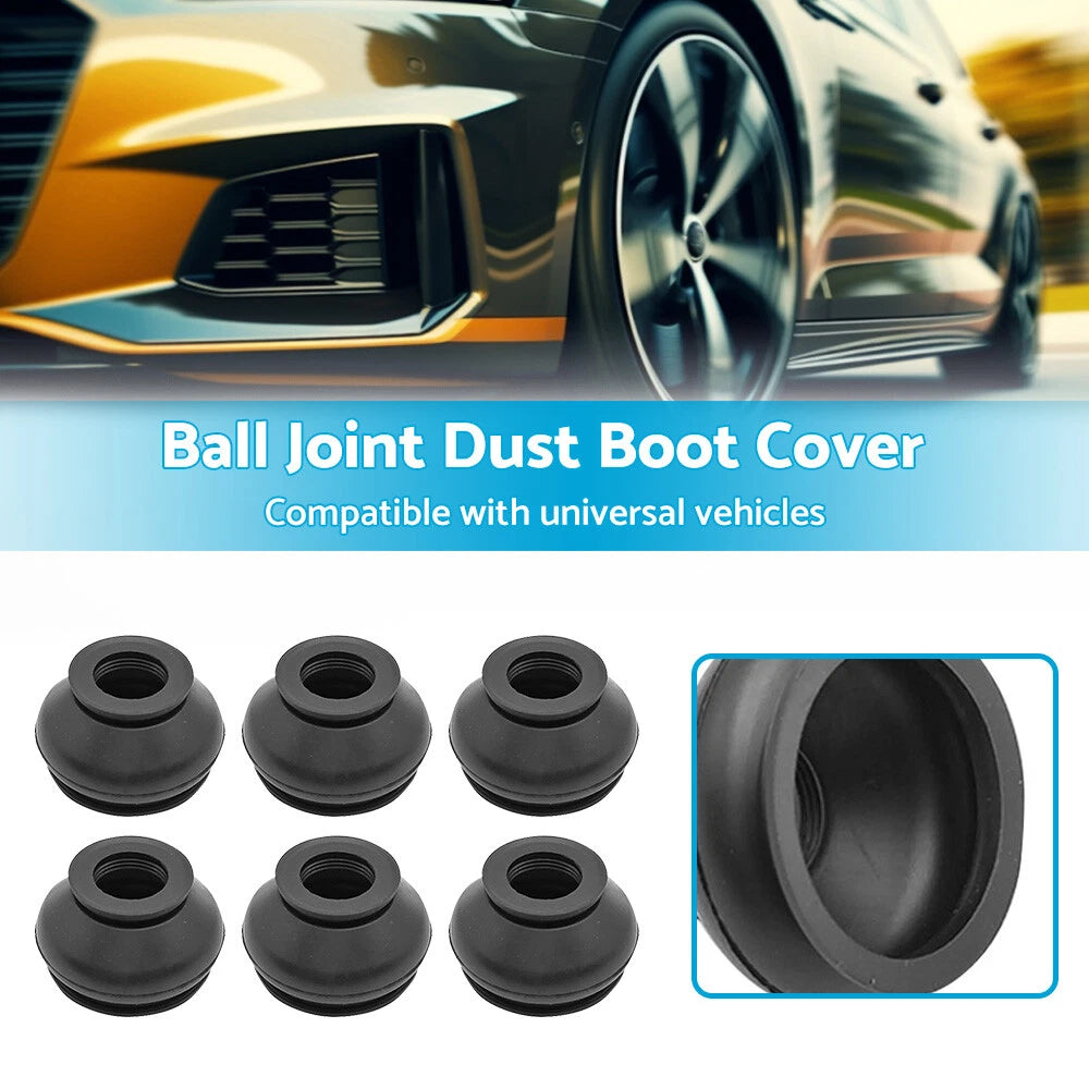 6PCS Black Rubber Ball Joint Dust Boot Covers for Universal Vehicles