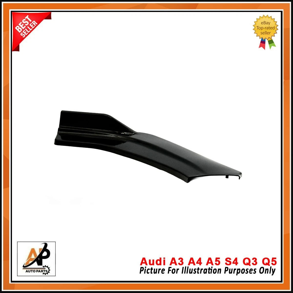 Gloss Black Front Bumper Lip Spoiler Kit for Audi A3 A4 A5 S4 Q3 Q5 (2008–2024)