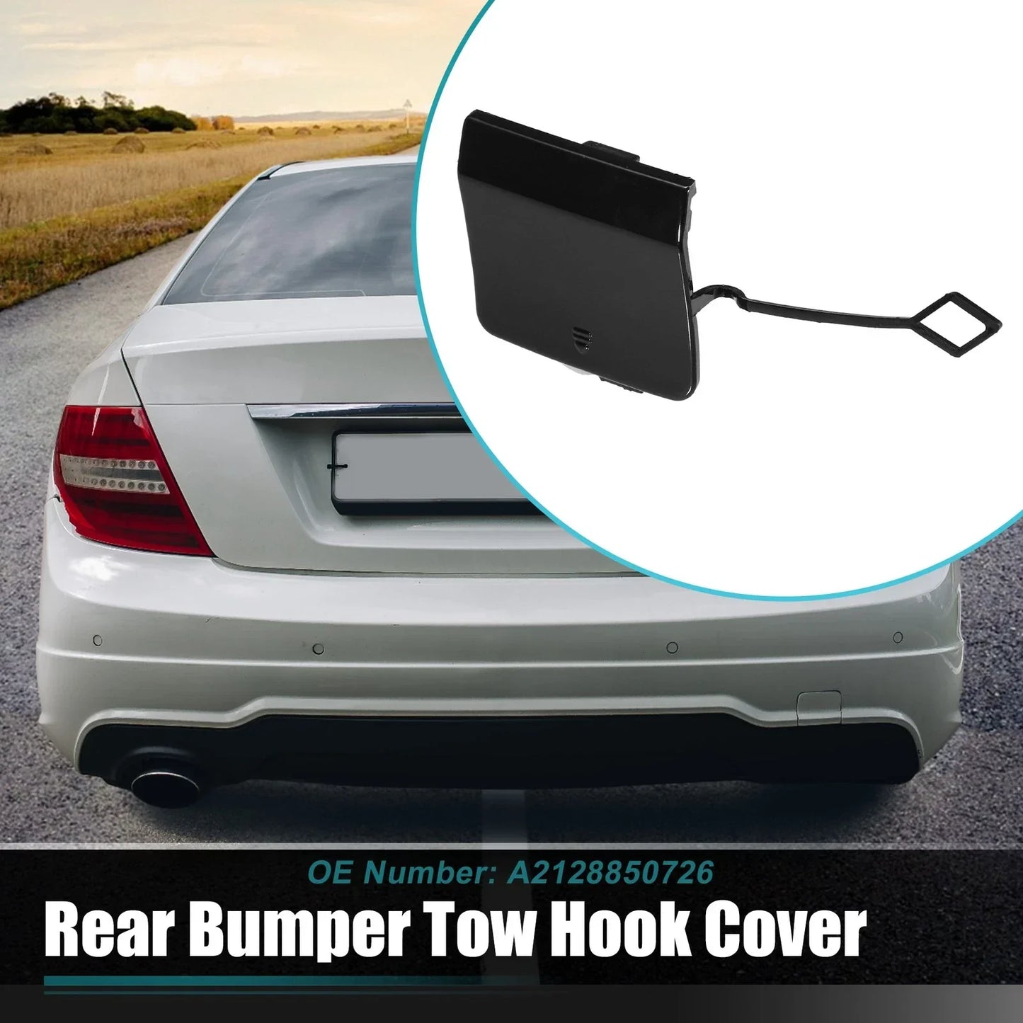 Rear Bumper Tow Hook Cap for Mercedes Benz E-Class (2010-2016) Black
