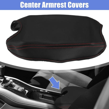 Microfiber Leather Auto Armrest Cover Pad for Honda HR-V (2016-2021) Black/Red