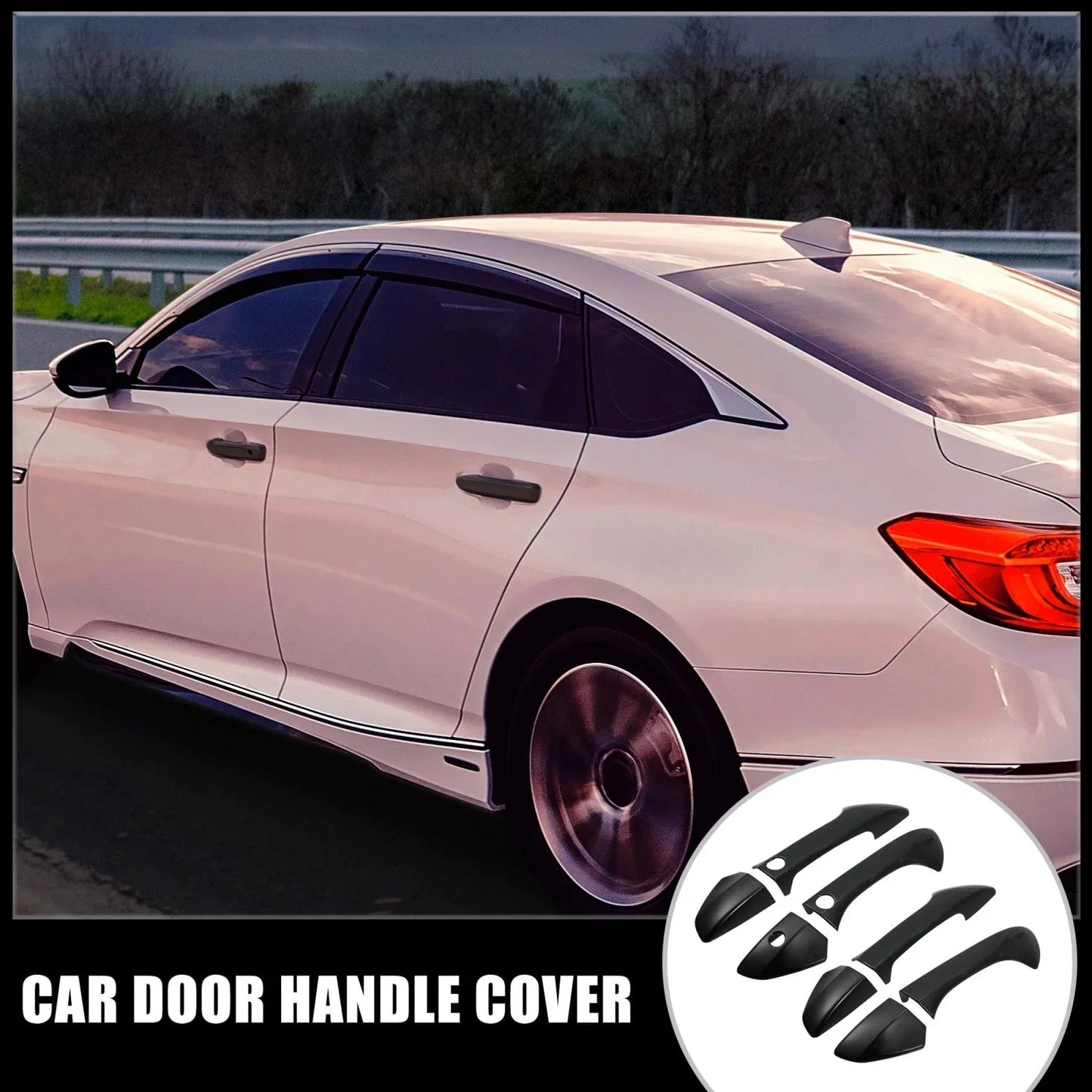 Car Door Handle Trims Set for Honda Accord 4 Door Black