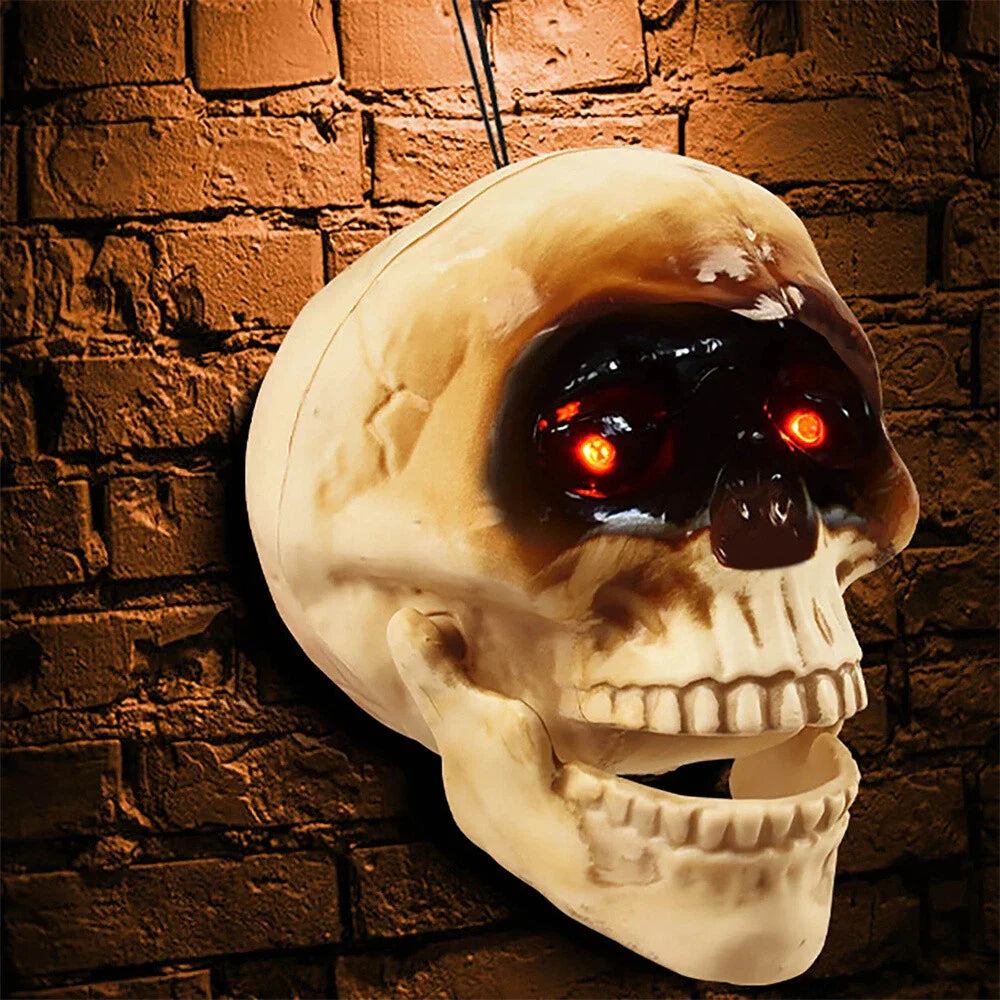 Scary Skull Decoration with Red Light Eyes & Sound for Halloween Party