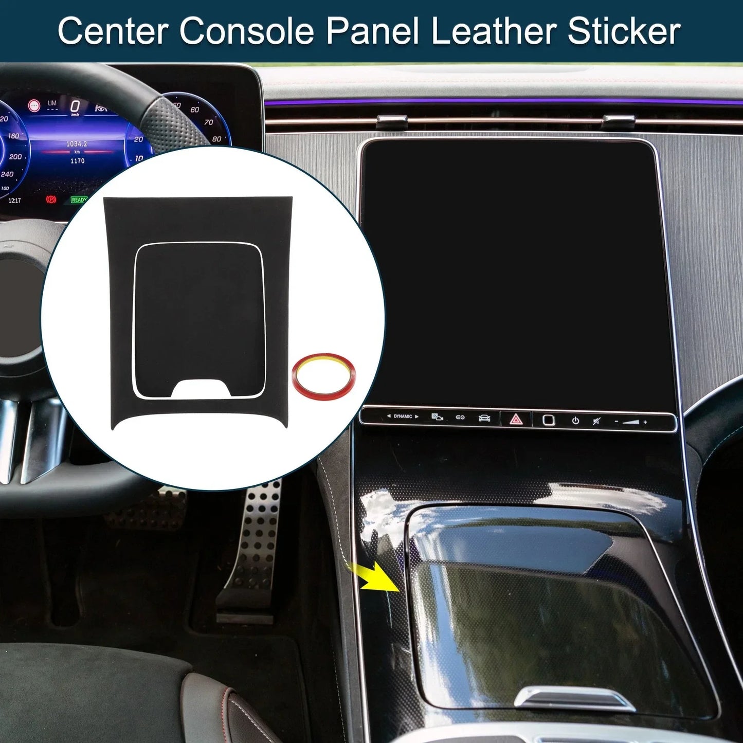 Center Console Panel Sticker for Mercedes-Benz EQE350 (2022-2024) Matte Black