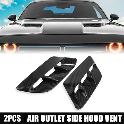 2 x Hood Air Vent Covers Carbon Fiber for Dodge Challenger (2015-2020)