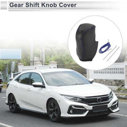 Gear Shift Knob Cover for Honda Civic 2012-2014 Black Carbon Fiber Blue