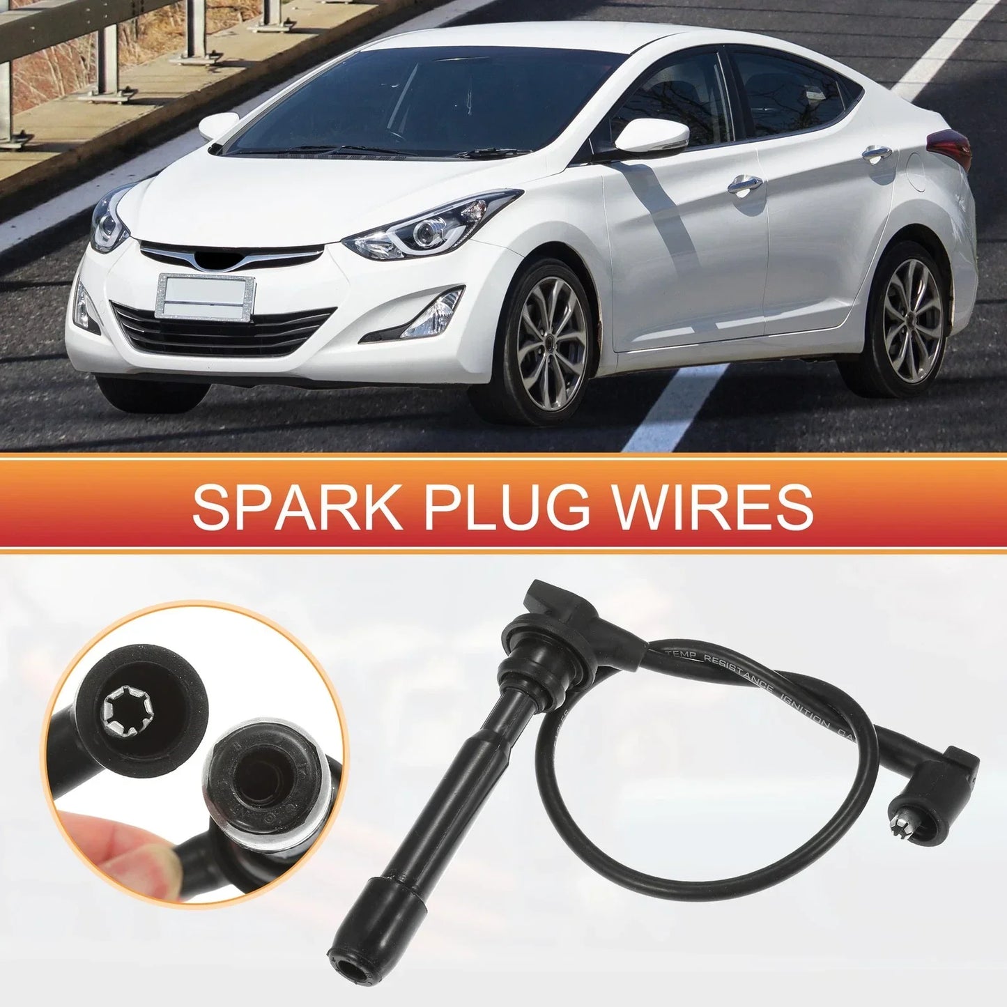 4 x Spark Plug Wire Ignition Coil Cables for Hyundai Elantra (2001-2006)