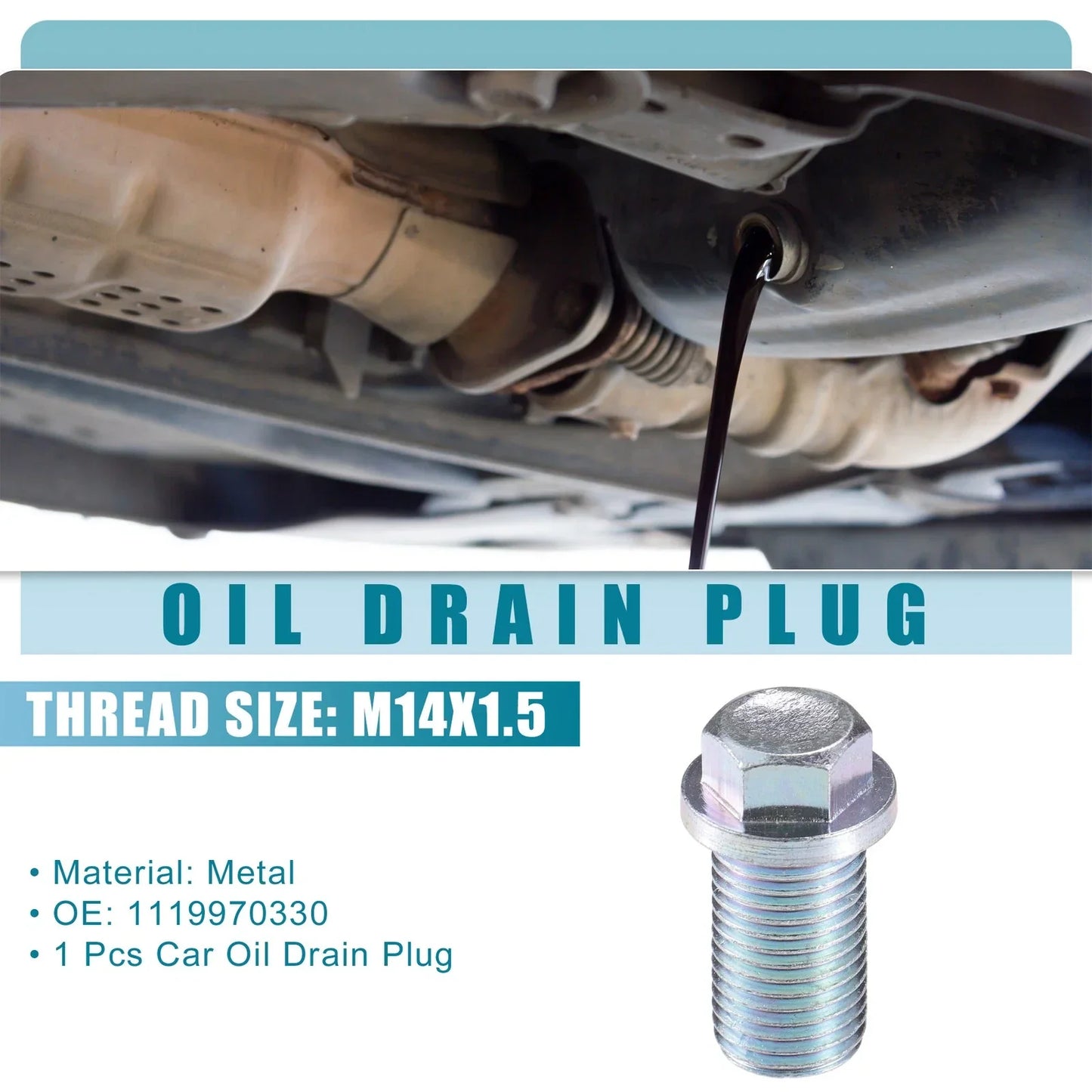 Oil Drain Plug for Mercedes-Benz 190D (1984-1989) Silver Tone