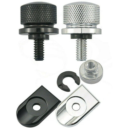 Black/Chrome Rear Fender Seat Bolt Tab Cover for Harley