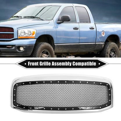 Front Grille Assembly for Dodge - Chrome Silver Tone Gloss Black