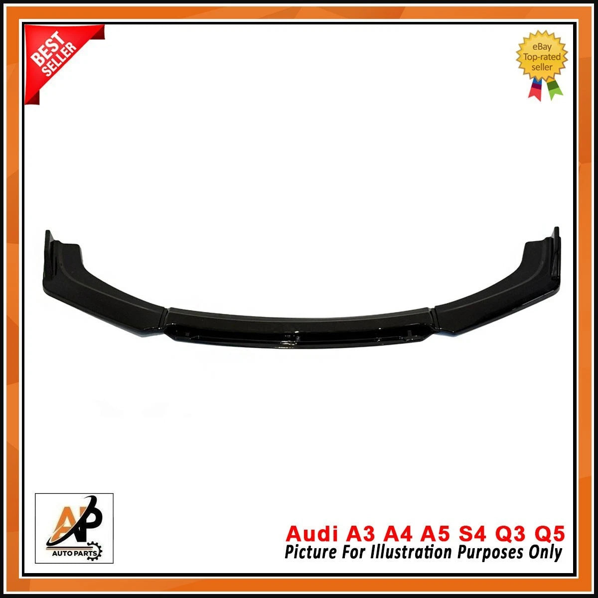 Gloss Black Front Bumper Lip Spoiler Kit for Audi A3 A4 A5 S4 Q3 Q5 (2008–2024)