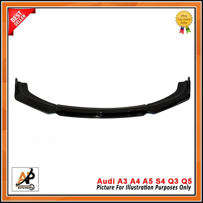 Gloss Black Front Bumper Lip Spoiler Kit for Audi A3 A4 A5 S4 Q3 Q5 (2008–2024)