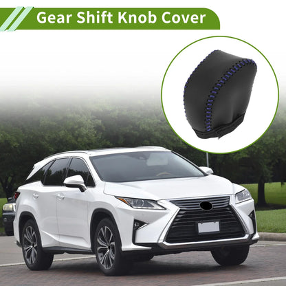 Lexus NX250 Gear Shift Knob Cover 2 x Black Blue Faux Leather (2022-2023)