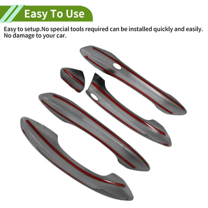 Exterior Door Handle Cover Trim for Hyundai Tucson (2022-2024) Carbon Fiber Black