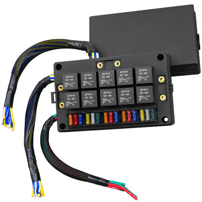 10 x 5Pin 40A Relays & 15 x Fuses Pre-Wired Fuse Relay Box for 12V Car Truck